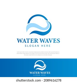 Ocean Logo Design,waves abstract sun icon.symbol,waves logo design template