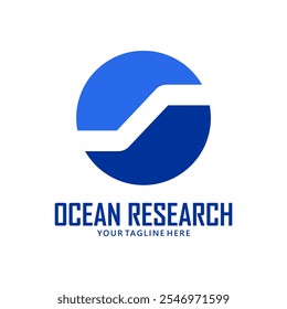 Ocean logo. Global waters logo for marine research company