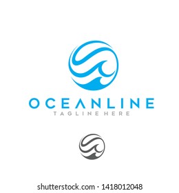 Ocean logo inspiration with circle sea illustration