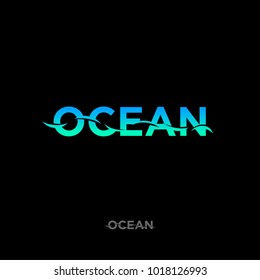 Ocean logo, sea emblem, fishing logo. Letters and waves.