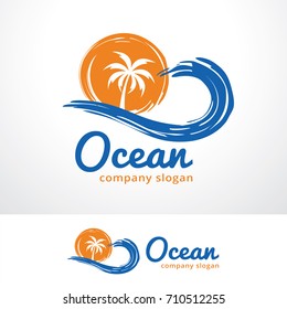 Ocean Logo Template Design Vector, Emblem, Design Concept, Creative Symbol, Icon