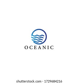 Diseño de iconos de vectores de logotipos oceánicos
