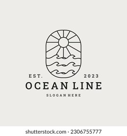 ocean logo vector icon illustration hipster vintage retro .