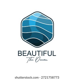 ícone do vetor do logotipo do oceano ilustração. logotipo para a natureza, comunidade, empresas de viagens, resorts e meio ambiente