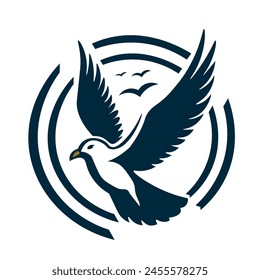 ocean logo with wave and seagull design