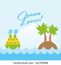 ocean love design over sky background vector illustration