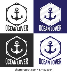 Ocean lover badges. Flat vector  logotype.