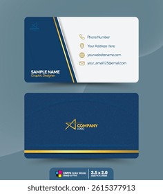 Ocean luxury blue color of business card with gold accent