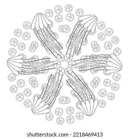 Ocean Mandala Abstract Vector Illustration Graphic Design Coloring