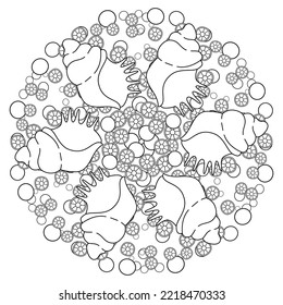 Ocean Mandala Abstract Vector Illustration Coloring Design