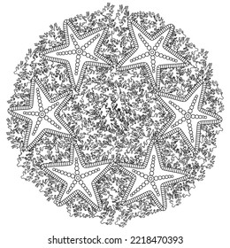 Ocean Mandala Abstract Vector Illustration Coloring Design