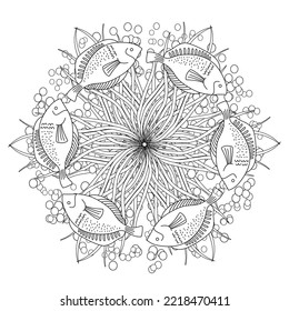 Diseño de color de iluminación de vectores abstractos de manala oceánica