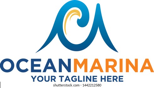 Ocean Marina Letter M Logo