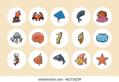 Ocean and Marine icons set