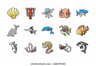 Ocean and Marine icons set,eps10