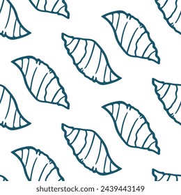 Ocean marine seamless pattern with seashells. Vector cute blue sea background for print or apparel