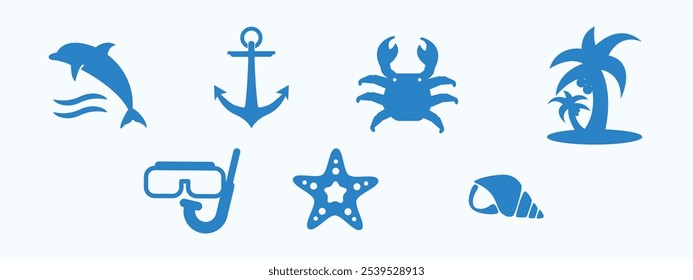 Ozean- oder Marine-Vektorsymbol-Set. 