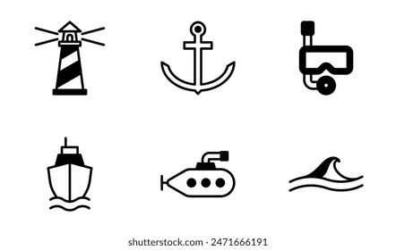 Ocean and Maritime icon symbol vector template collection