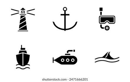 Ocean and Maritime icon symbol vector template collection