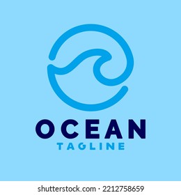 Diseño del logotipo de marca oceánica, diseño del logotipo sencillo y mínimo