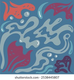 Ocean Mermaid Illustration Pattern Design