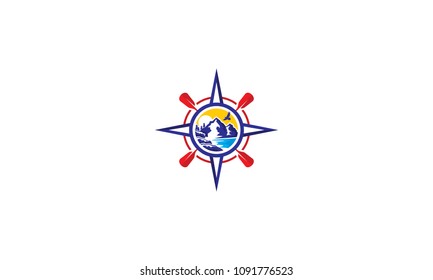ocean mountains outdoor sport logo vector