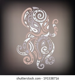 Ocean octopus. Decorative Ethnic tattoo. Tribal pattern. Vector illustration.