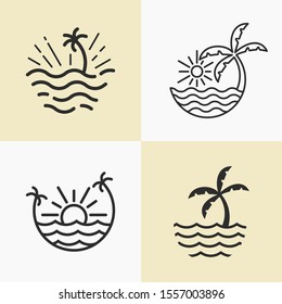 ocean and palm logo. vocation logo, icon and template