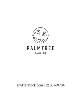 Ocean palm tree logo icon design template