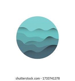 Ocean paper cutting with dot effect vector design for print and element design