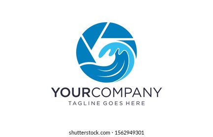 Ocean photography logo design vector