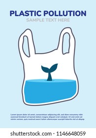 ocean and plastic pollution concept, fish tail in plastic bag