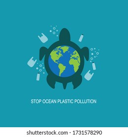 Ocean Plastic Pollution Ecological Poster Turtles Stock Vector (Royalty ...