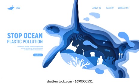 Ocean Plastic Pollution Page Template Turtle Stock Vector (Royalty Free ...