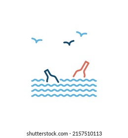 Ocean Plastic Pollution image vectorielle concept icône ou symbole moderne