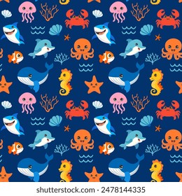 Ocean Playtime: Whimsical Marine Life Pattern