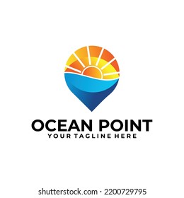 ocean point logo concept, sunrise, sunset logo template