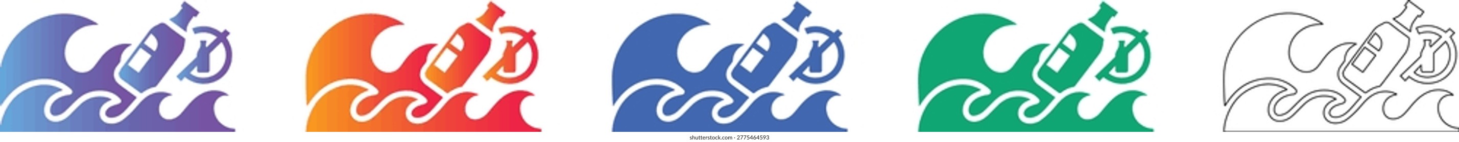 Ocean Pollution Awareness Vector Icons vol 2570