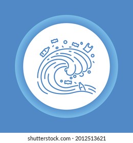 Ocean pollution color glyph icon. Eco problems. Isolated vector element.
