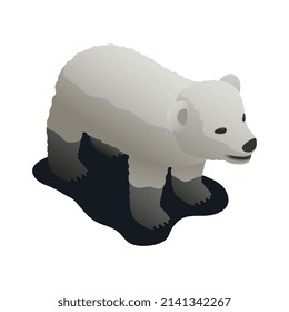 Icono de catástrofe ecológica de contaminación oceánica con oso polar isométrico en ilustración vectorial 3d de petróleo