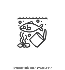 Ocean pollution line icon. linear style sign for mobile concept and web design. Water waste pollution outline vector icon. Symbol, logo illustration. Vector graphics
