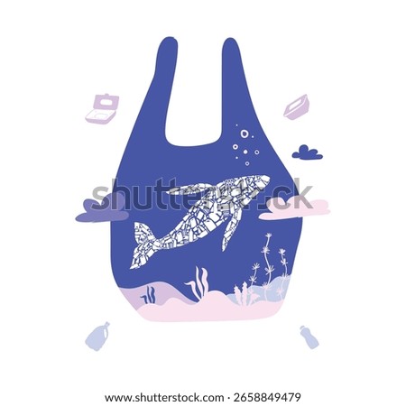 Ocean Pollution Plastic Bag with a Whale Made of Waste