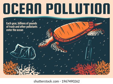 Ocean Pollution Sea Water Plastic Wastes Stock Vector (Royalty Free ...