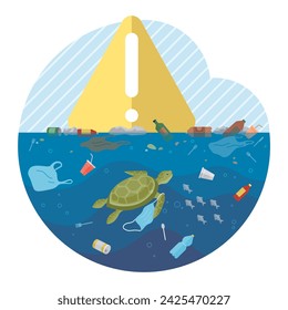 Ocean pollution vector illustration. The ocean pollution concept sheds light on interconnected nature environmental issues Ecological systems suffer as result pervasive underwater pollution