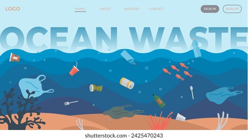 Ocean pollution vector illustration. Eco-friendly practices are essential to prevent further harm to ocean The ocean pollution concept highlights urgency preserving marine ecology Polluted waters