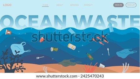 Ocean pollution vector illustration. Eco-friendly practices are essential to prevent further harm to ocean The ocean pollution concept highlights urgency preserving marine ecology Polluted waters