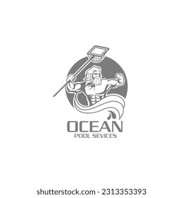 ocean pool service logo, repair, pool template