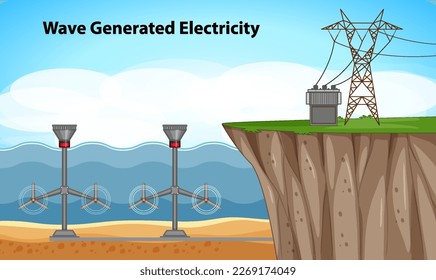 Ocean Power Generation with Underwater Turbines illustration