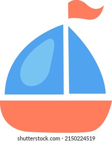 Ocean sail ship, illustration, vector on a white background.