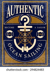 ocean sailing vintage label